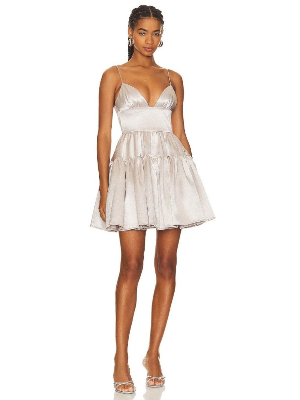Sau Lee Adie Fit & Flare Mini Dress Silver Womens Size 2
